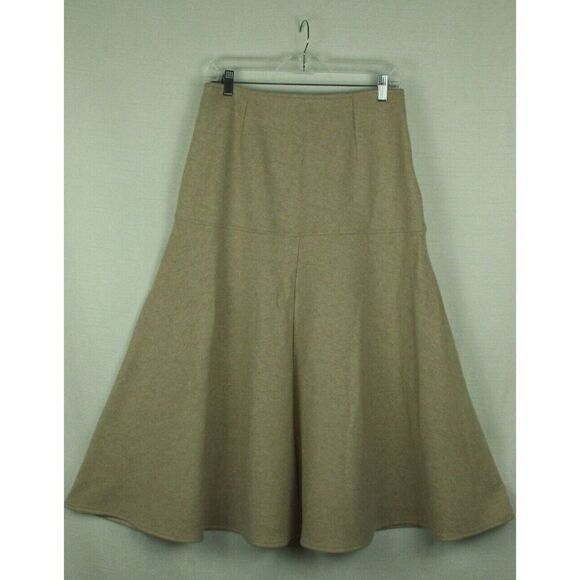 OGL Dresses & Skirts - OGL Women's Wool-like Flared Maxi Midi Skirt Size Medium Athleisure Beige New